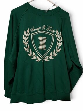 Fenty Beauty Forest Green Crewneck Sweatshirt with Cream Crest